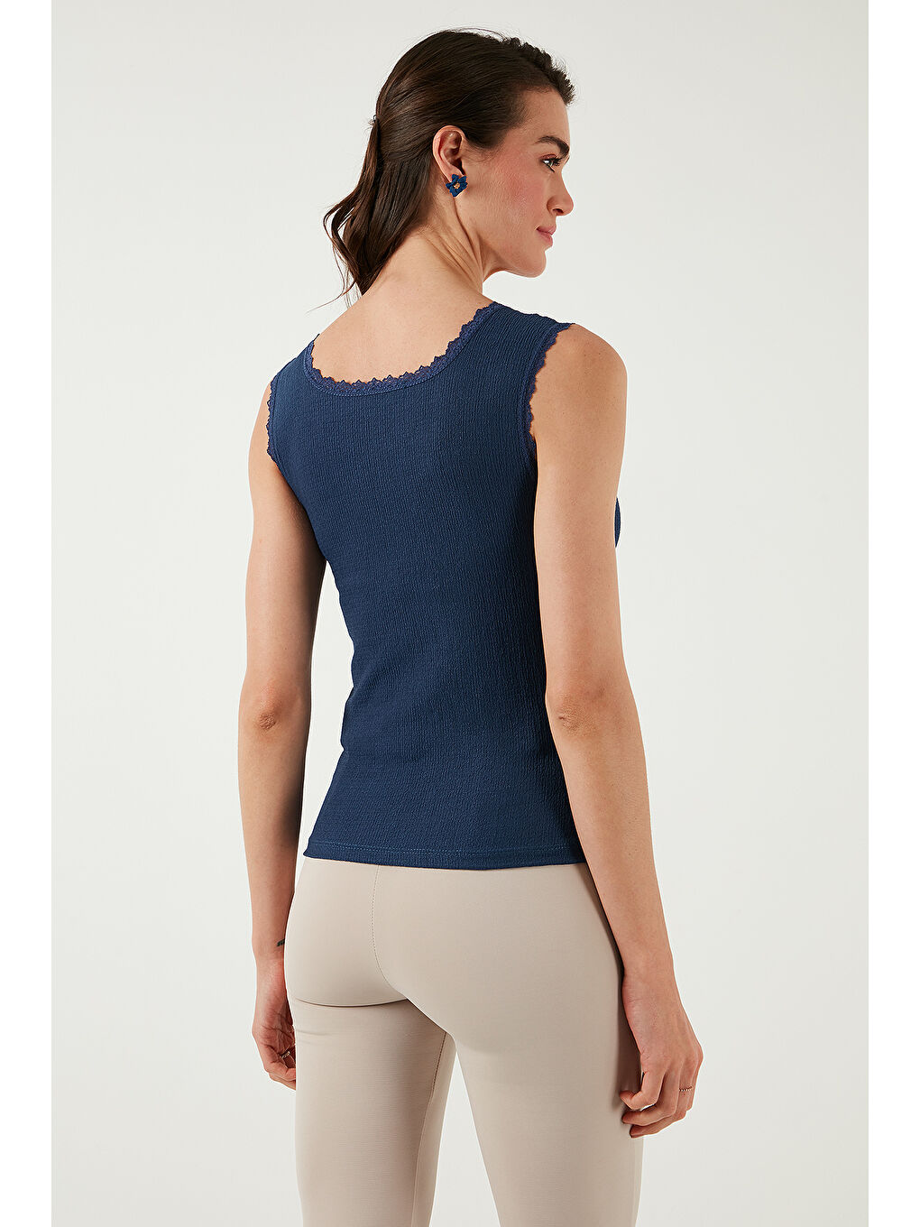 Lila Slim Fit Kalın Dantelli Kare Yaka Bürümcük 2'li Paket Atlet 5864979S2-4