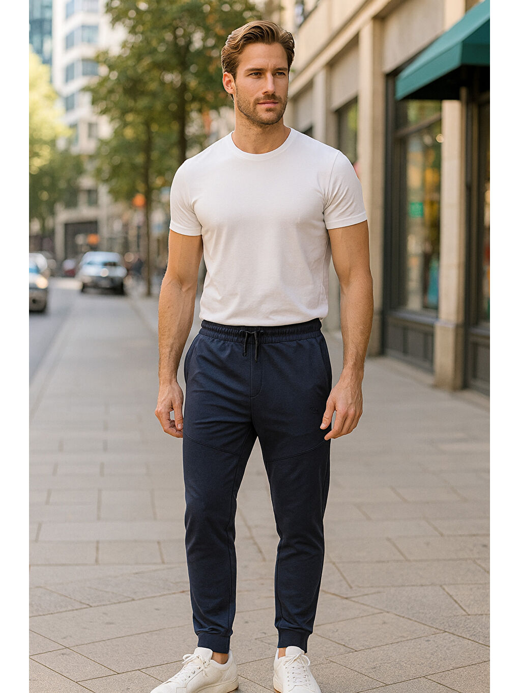 Paçası Beli Lastikli 3 Cepli Fermuar Detaylı Erkek Eşofman Altı 6630 Lacivert-4