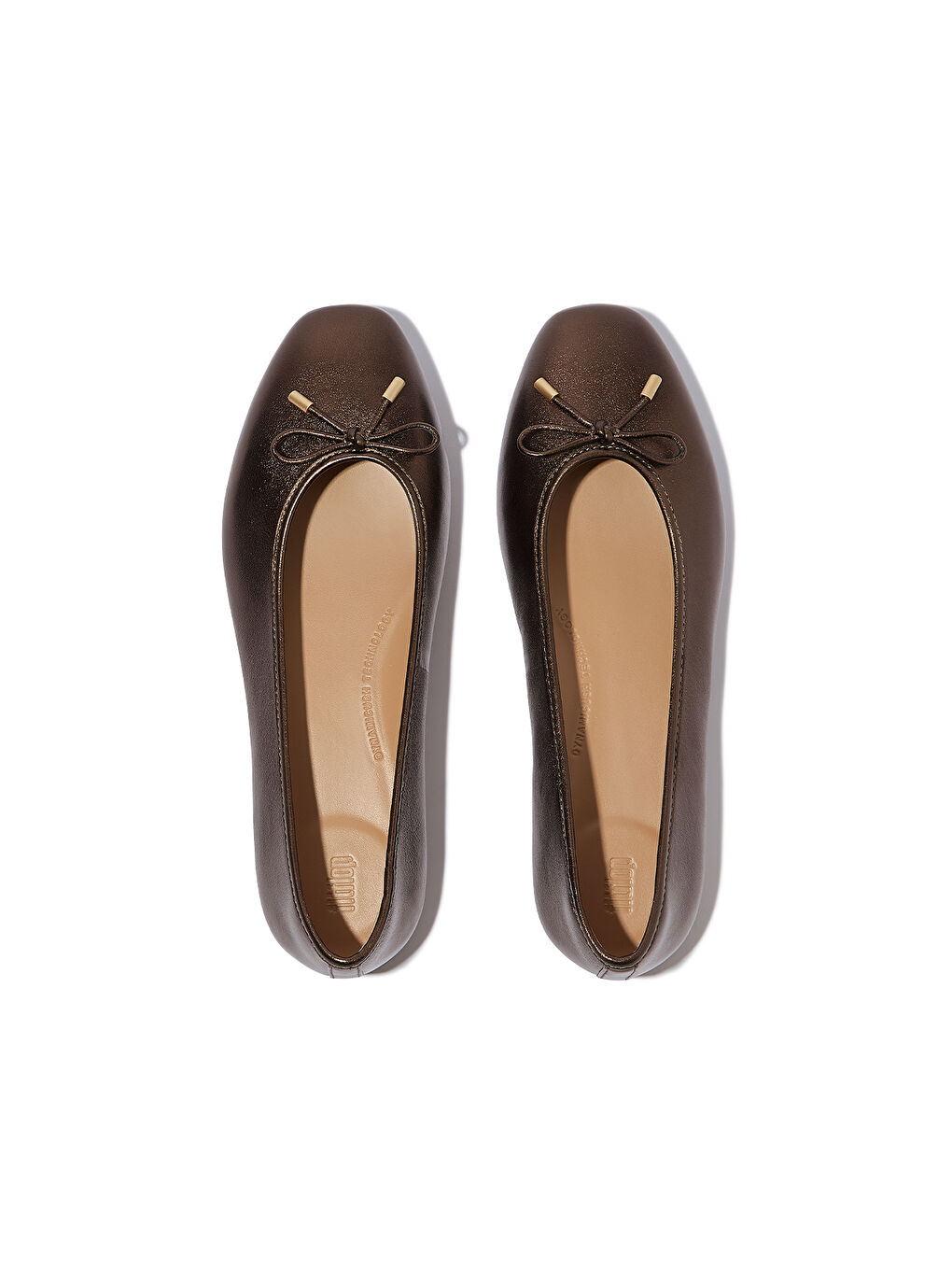 Kahverengi Kadın Babet IH2-C89/675 DELICATO Bow Soft Metallic-Leather Ballerinas-3