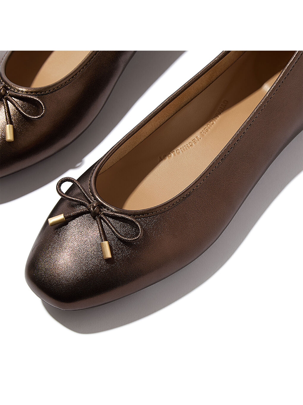 Kahverengi Kadın Babet IH2-C89/675 DELICATO Bow Soft Metallic-Leather Ballerinas-4