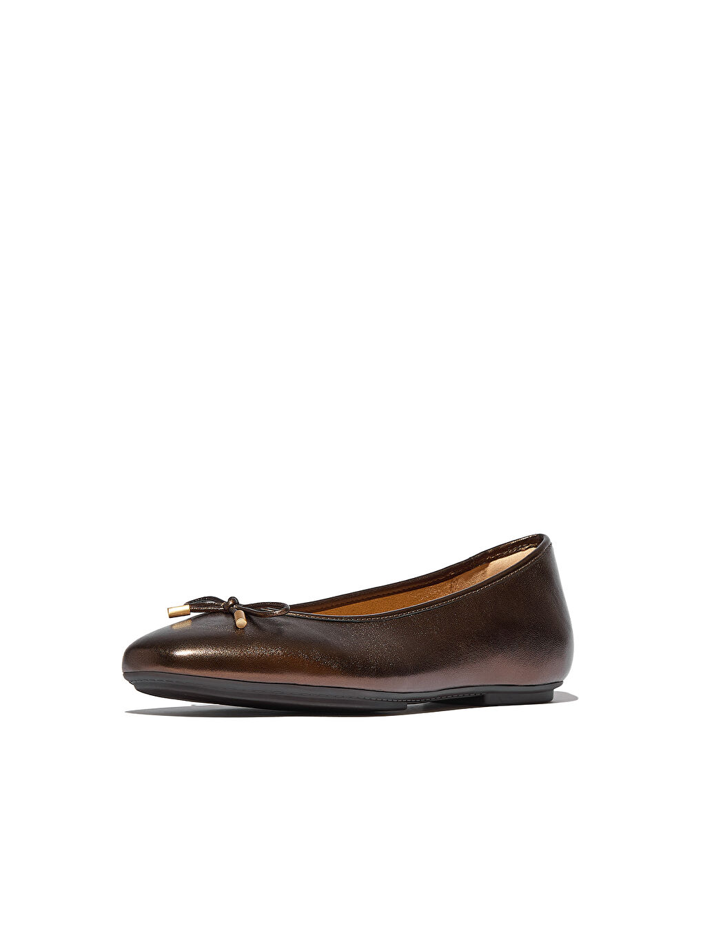 Kahverengi Kadın Babet IH2-C89/675 DELICATO Bow Soft Metallic-Leather Ballerinas-5