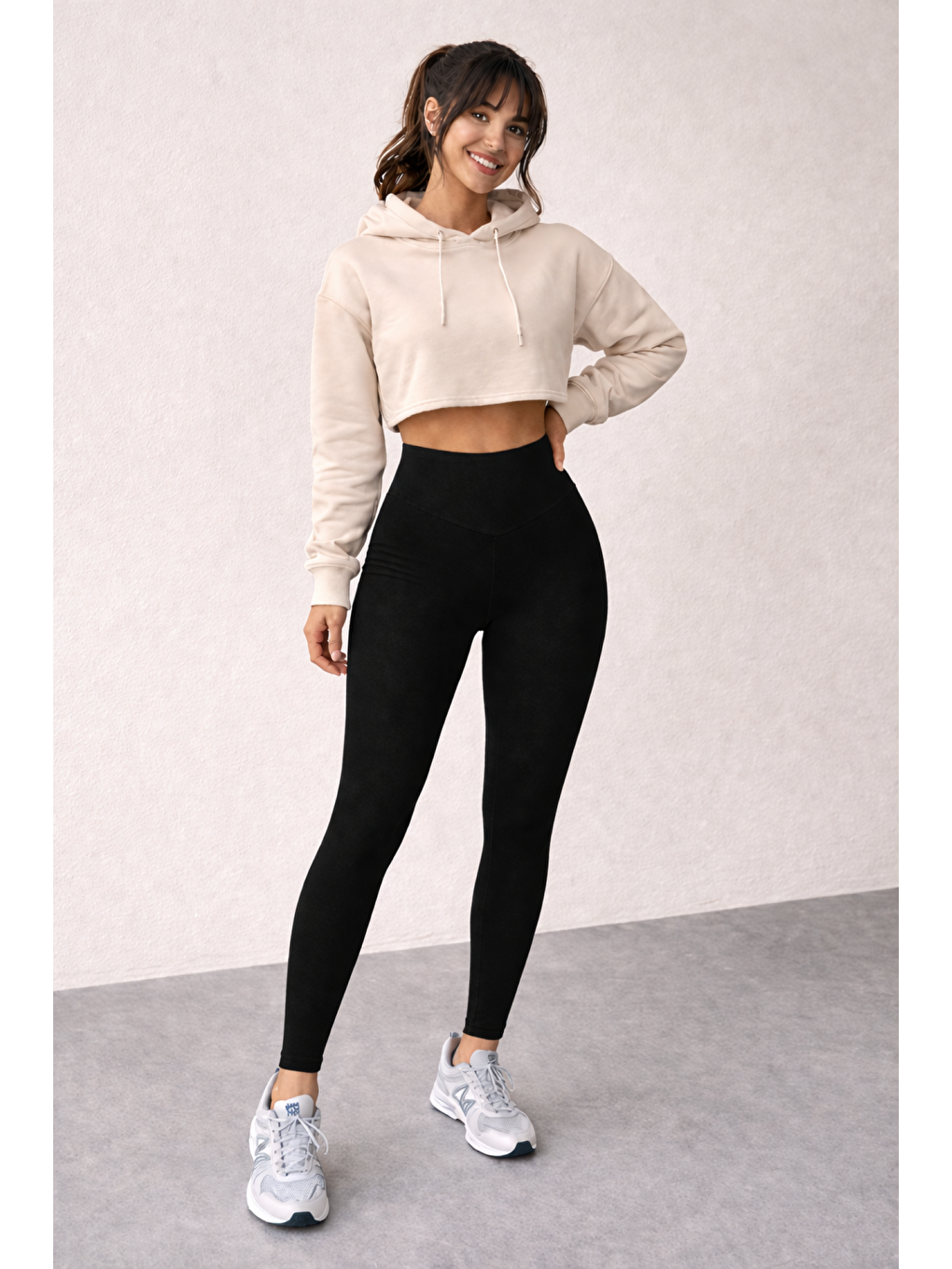 Siyah Kadın Ekstra Yüksek Çapraz Kemer Bel Dalgıç Kumaş Esnek Spor Rahat Günlük Tayt-3