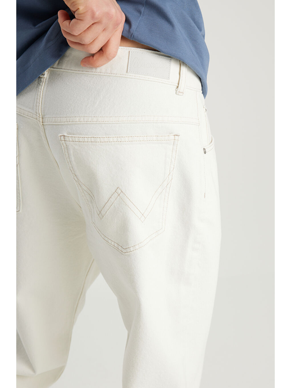 %100  Pamuk Frank Relaxed Fit Beyaz Jean Denim Pantolon-5