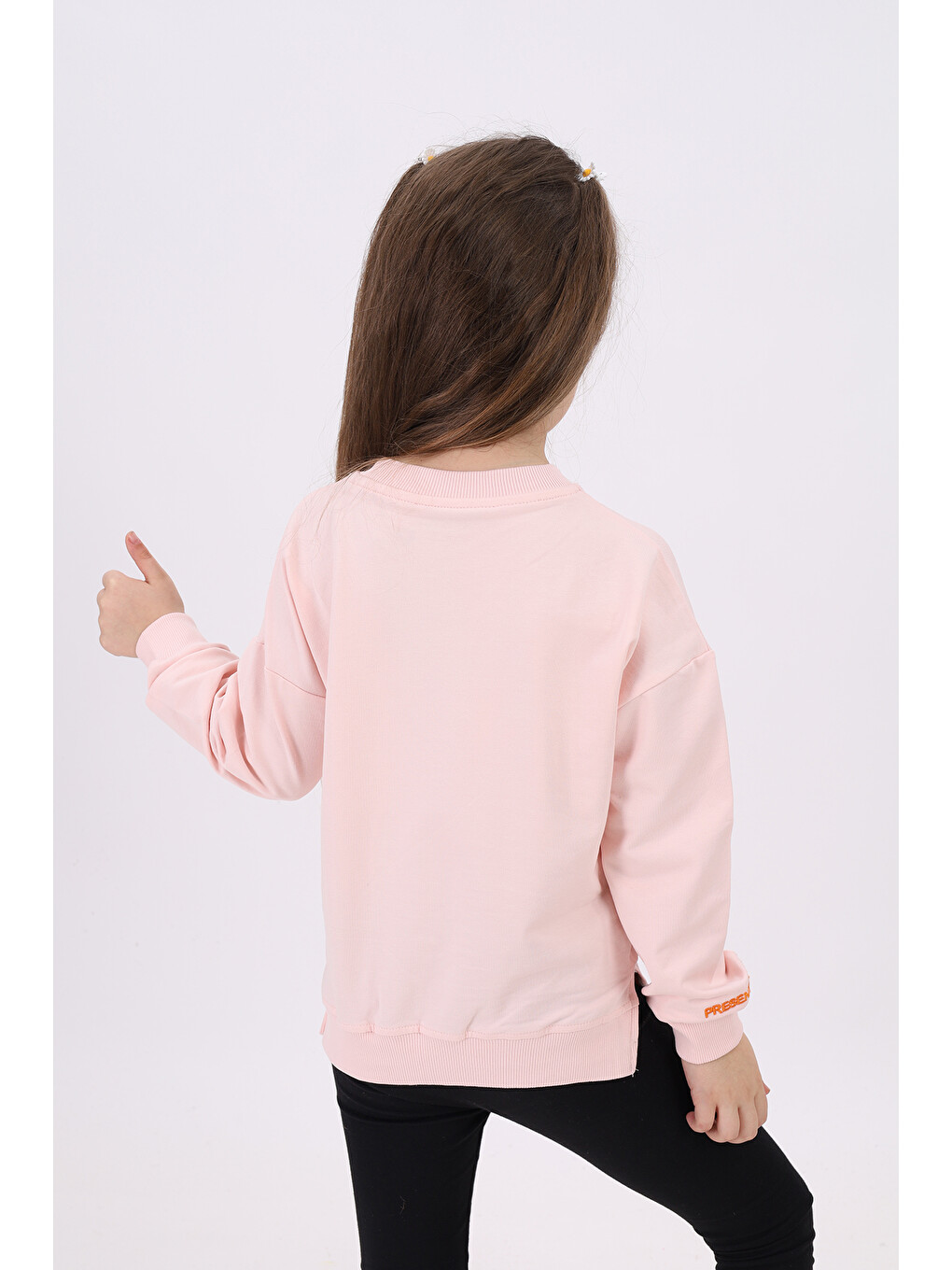 Pembe Kız Çocuk Nakışlı Sweatshirt-2