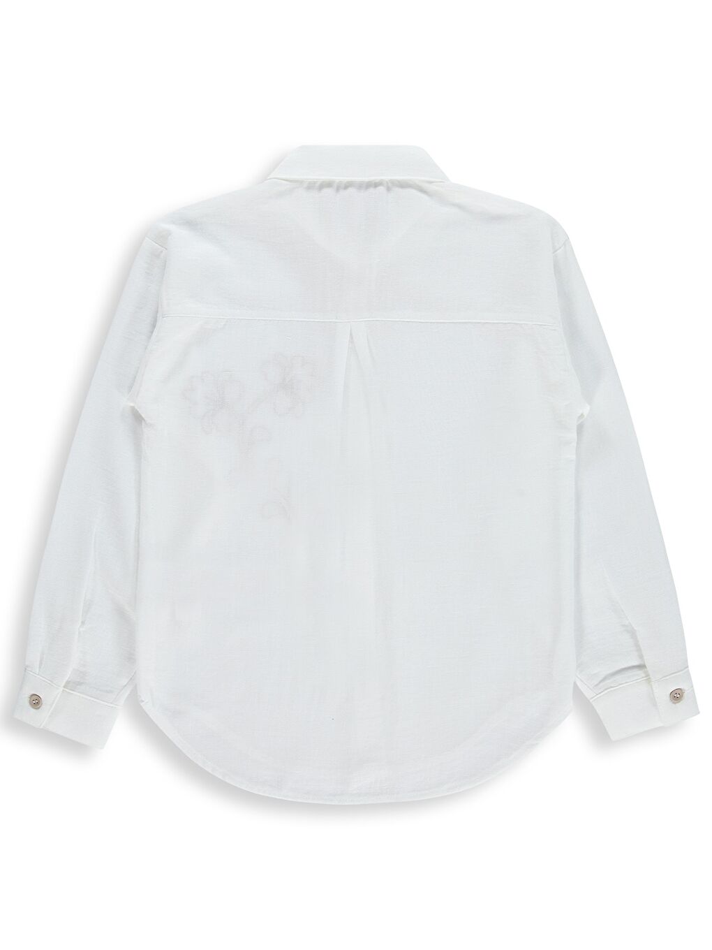 Girls Çiçek Nakışlı 10-13 Yaş Gömlek - Beyaz-1