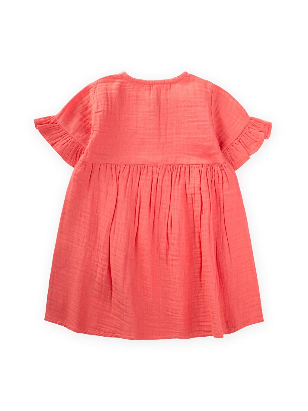 Mercan Kız Çocuk Nakışlı Çiçek Elbise-1