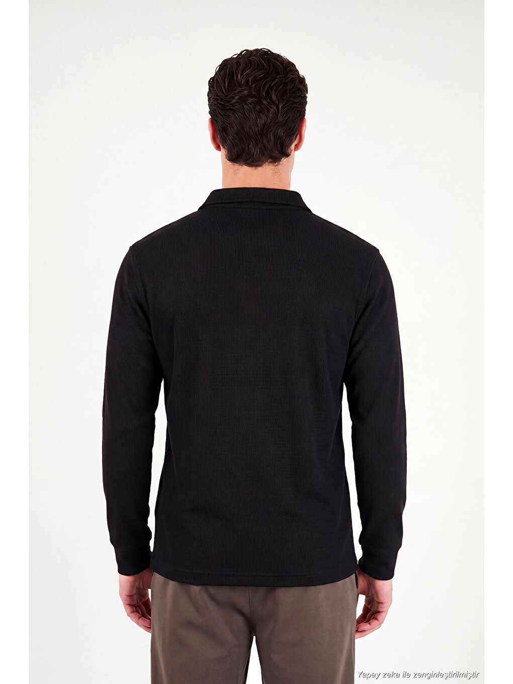Siyah Pamuklu Düğmeli Polo Yaka Sweat 5905838-6