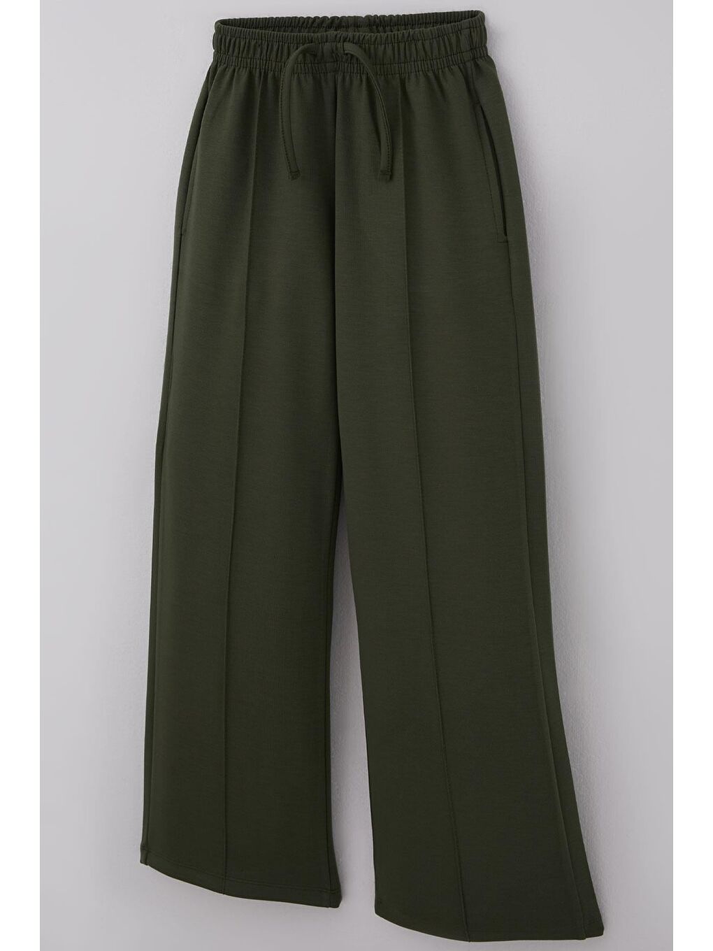 Kız Çocuk Eşofman Altı Çima Dikiş Detaylı Bağcık Aksesuarlı Cepli Haki Yeşil (9-14 Yaş)-2