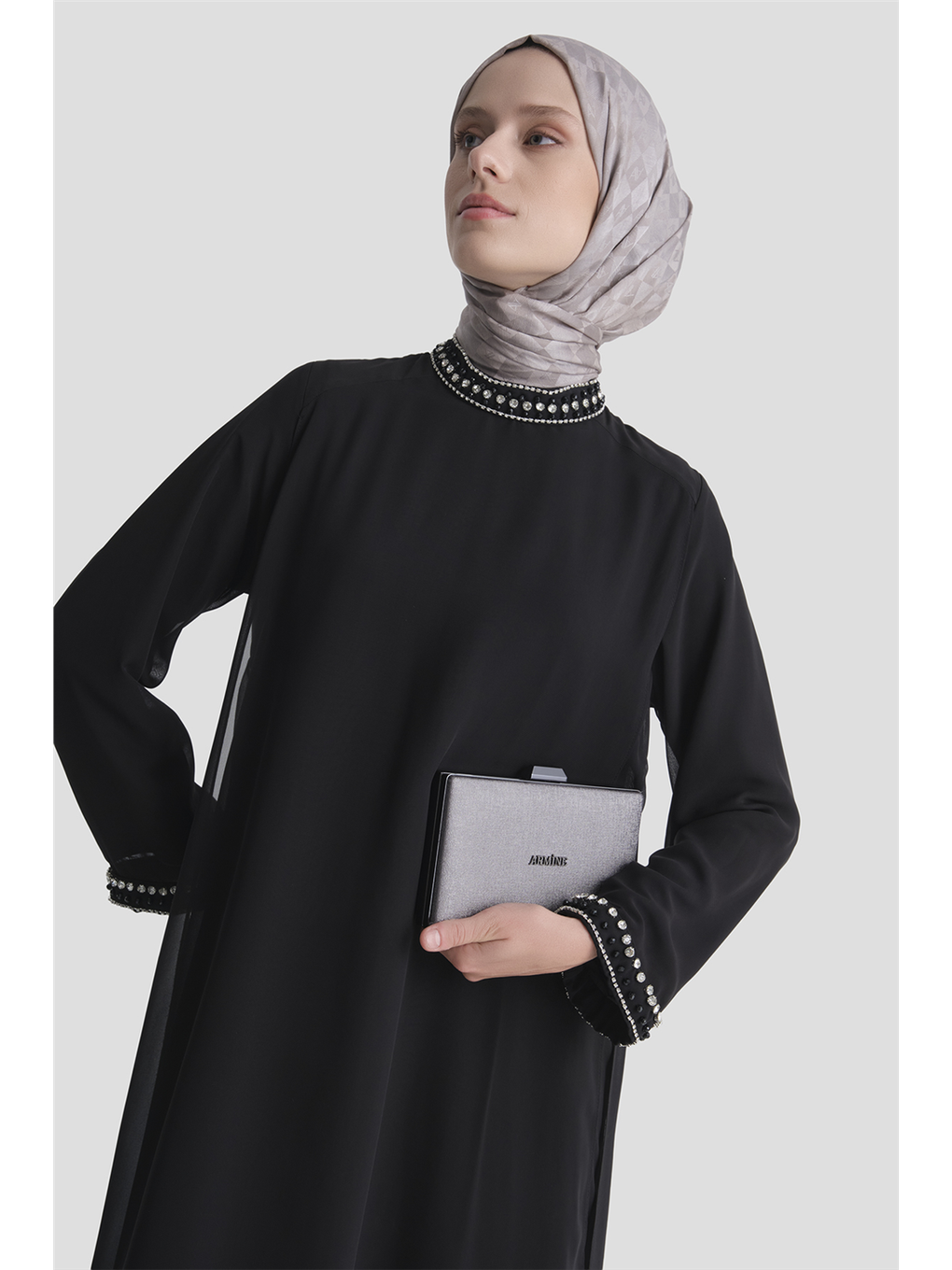Taş Detaylı Elbise Siyah-3