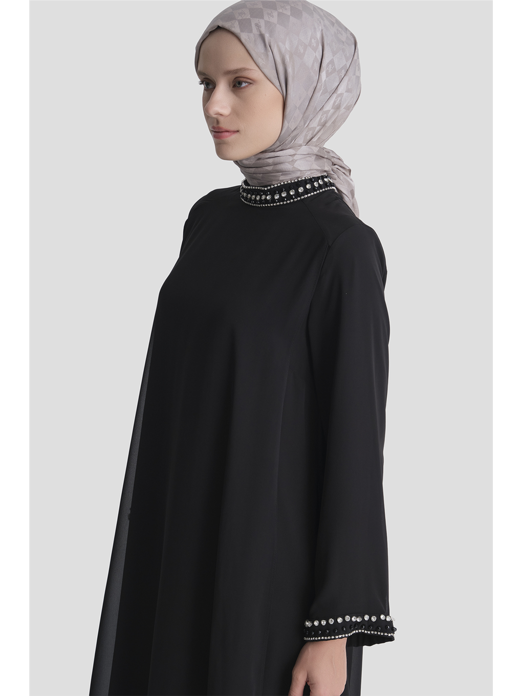 Taş Detaylı Elbise Siyah-4