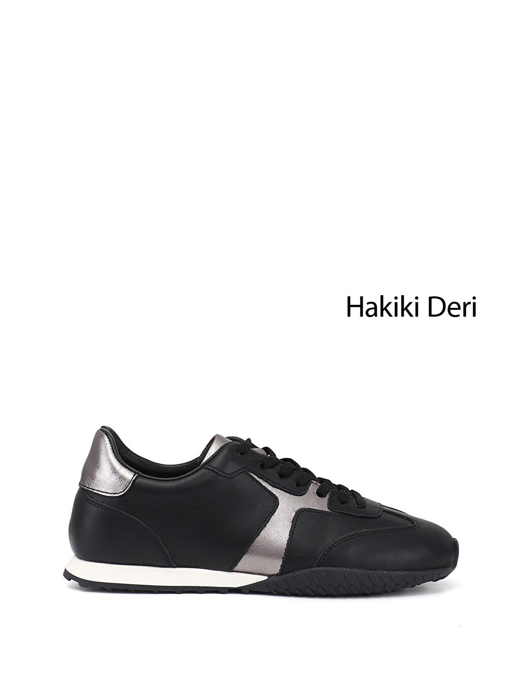 Siyah Kadın SİYAH Lastik Bağcıklı Hakiki Deri Sneaker