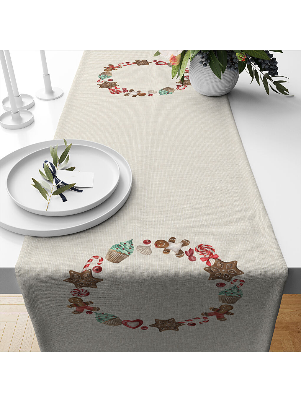 Karışık Yılbaşı Desenli Runner Modeli-1