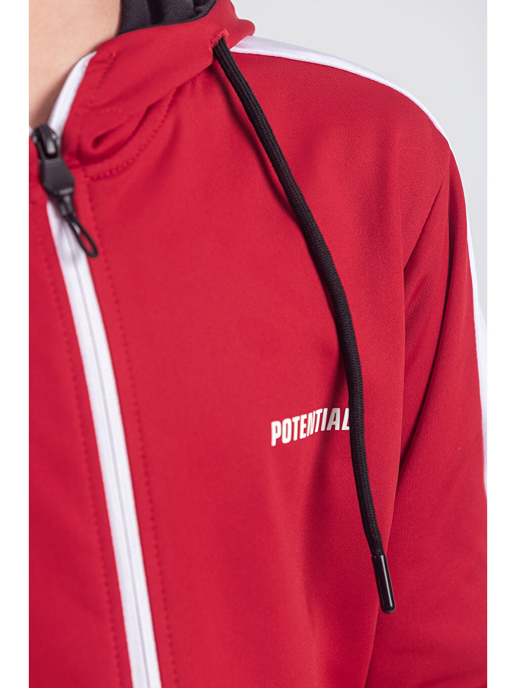 Kırmızı Kapüşonlu Dalkgıç Kumaş Eşofman Takımı Potential ESF2574-2