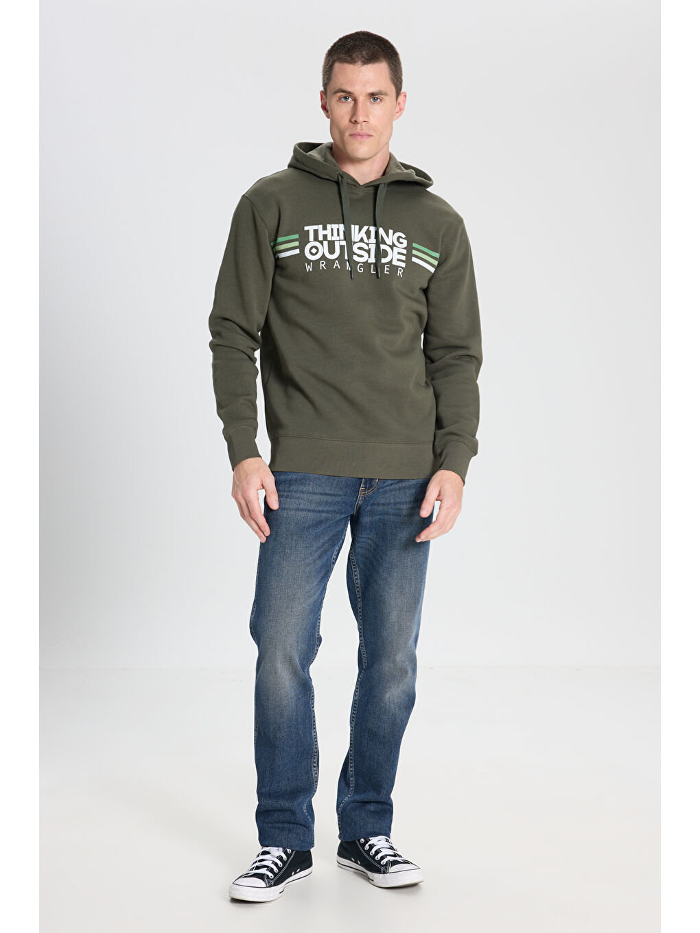 Regular Fit Normal Kesim Kapüşonlu İçi Polarlı Haki Sweatshirt-2