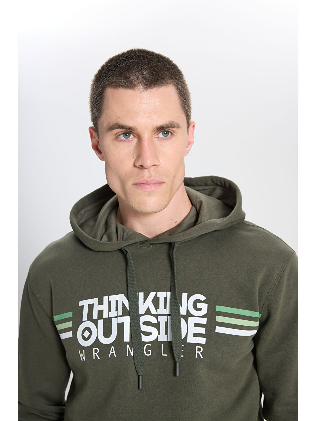 Regular Fit Normal Kesim Kapüşonlu İçi Polarlı Haki Sweatshirt-3