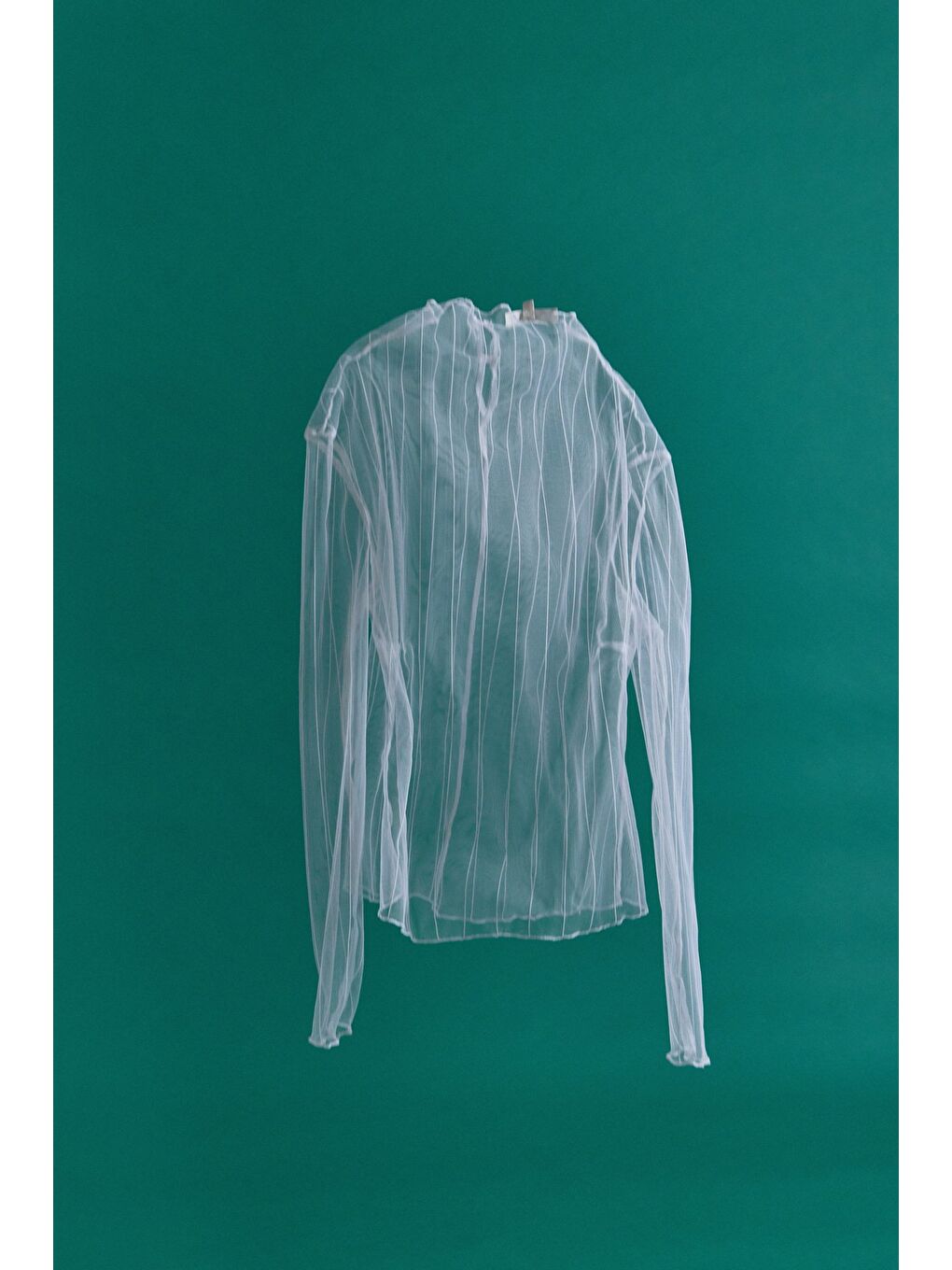 Çizgili Transparan Bluz - Ekru