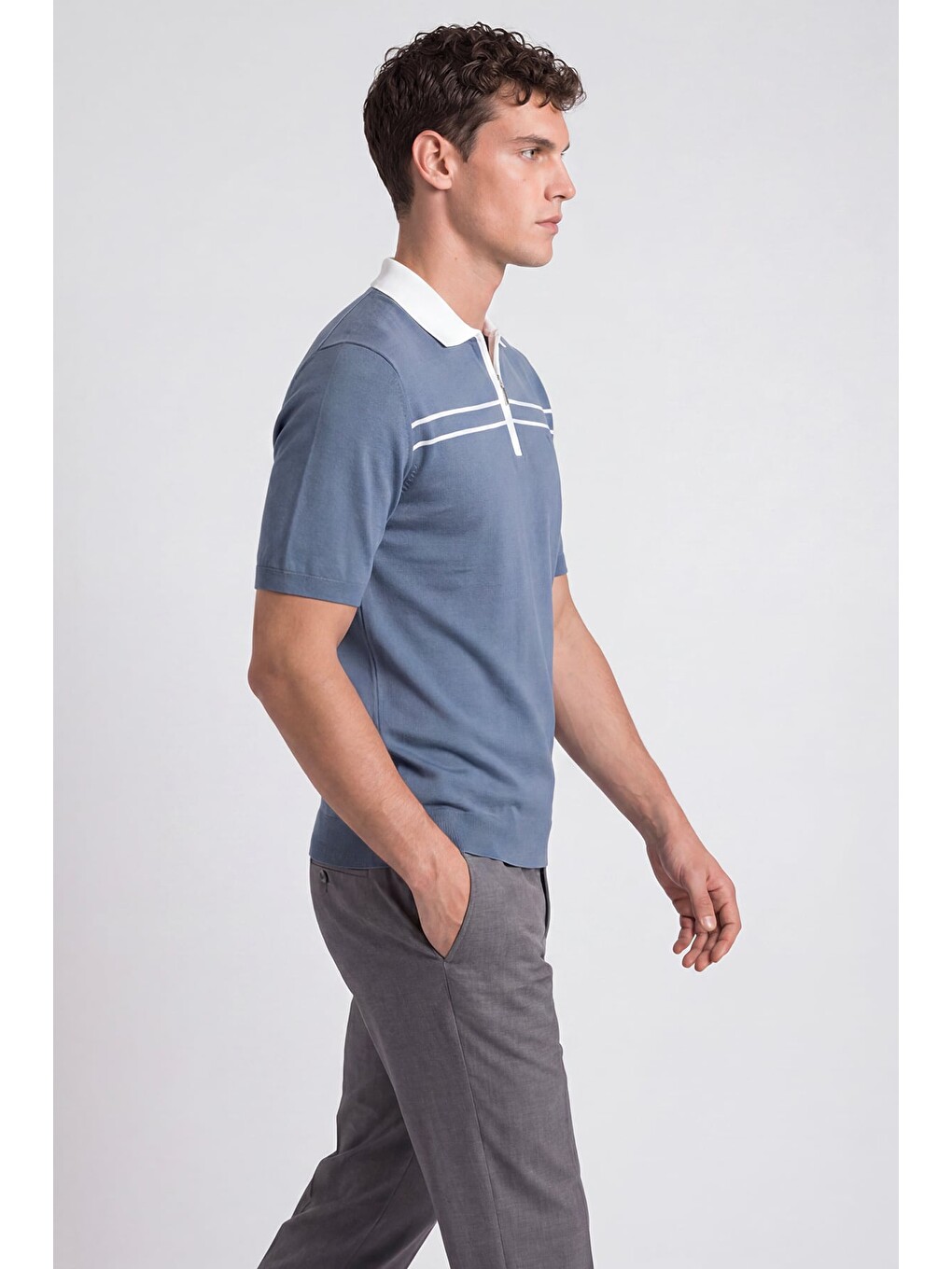 Mavi Regular Fit Fermuarlı Polo Yaka Örme Triko T-shirt-2