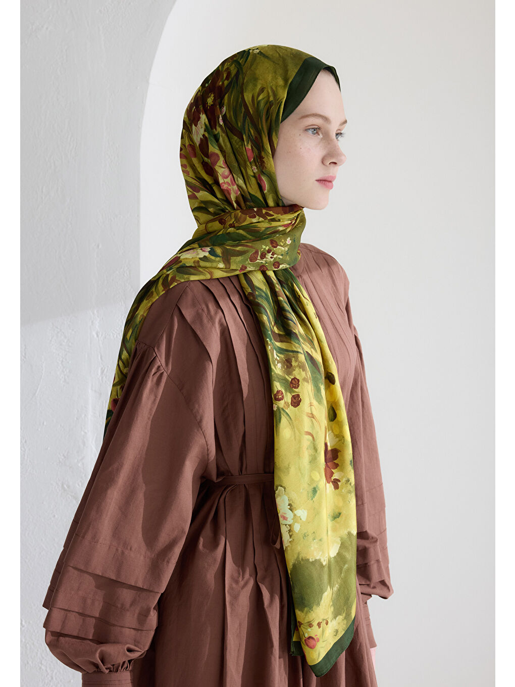 Yeşil SWEET GARDEN FLOŞ VİSKON ŞAL YAPRAK-2