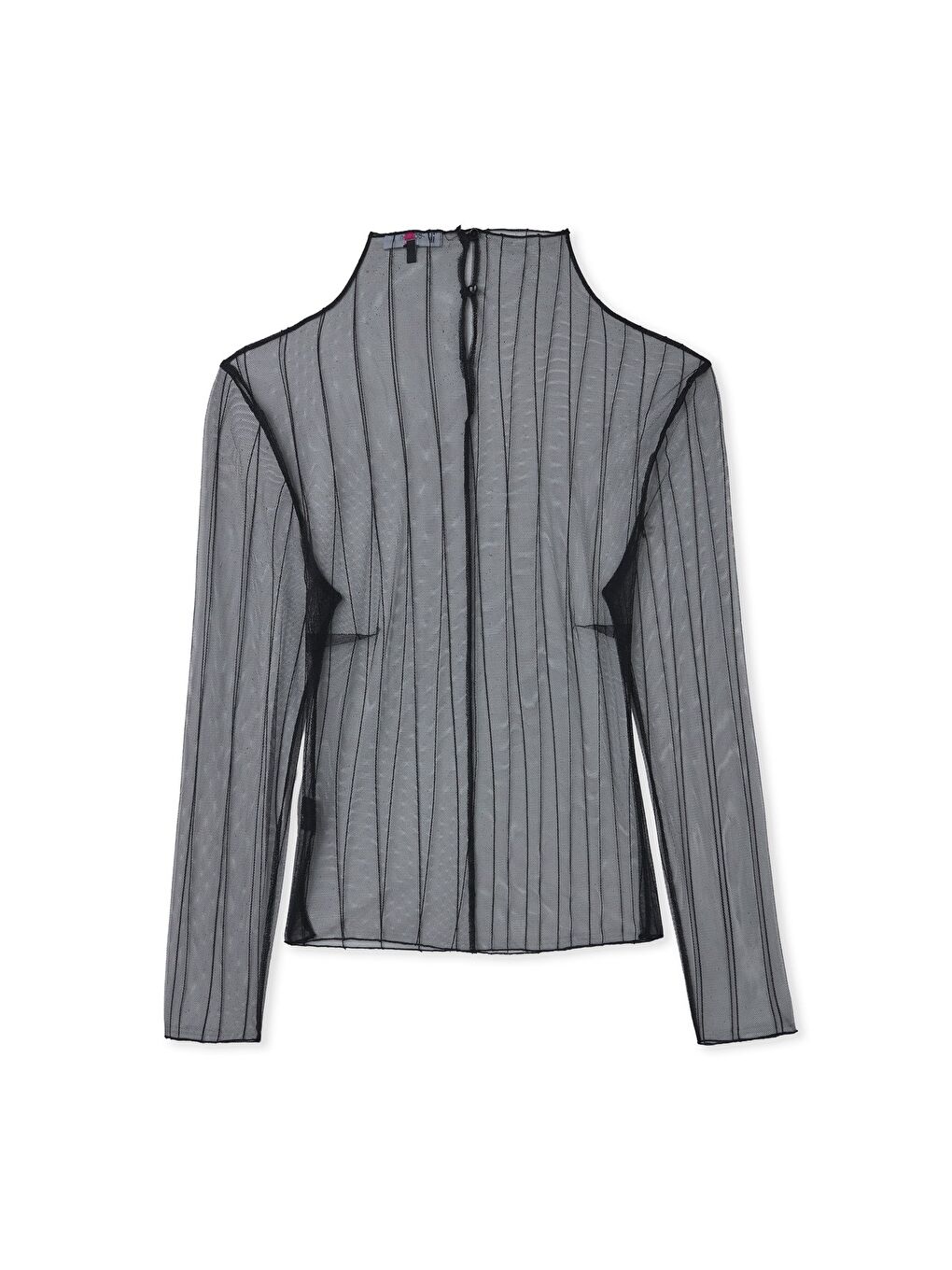 Çizgili Transparan Bluz - Siyah