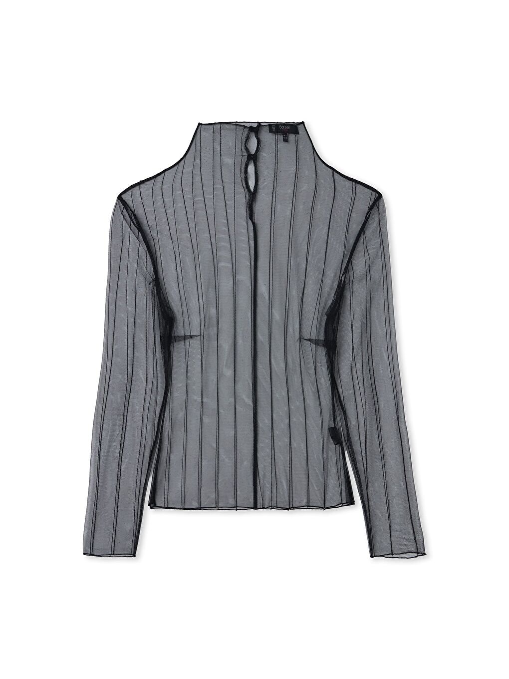 Çizgili Transparan Bluz - Siyah-1