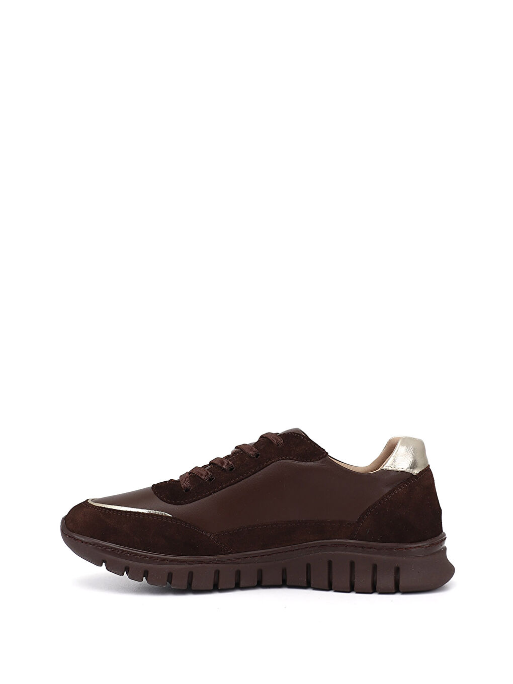 Kahverengi Kadın KAHVERENGİ Lastik Bağcıklı Hakiki Deri Sneaker-3