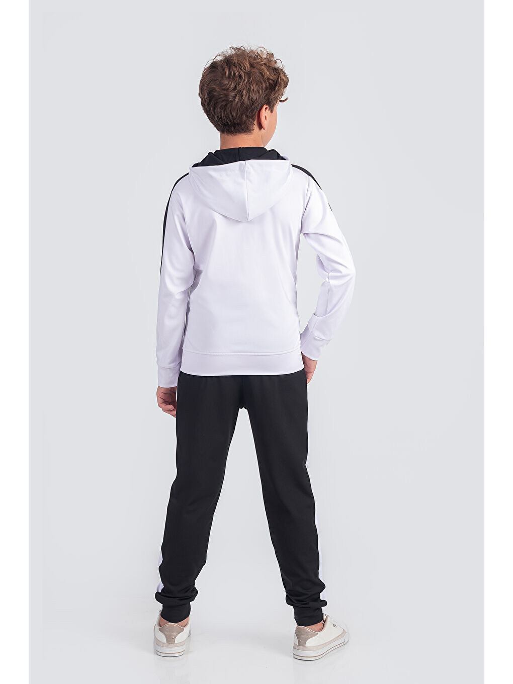 Beyaz Kapüşonlu Dalkgıç Kumaş Eşofman Takımı Potential ESF2574-2