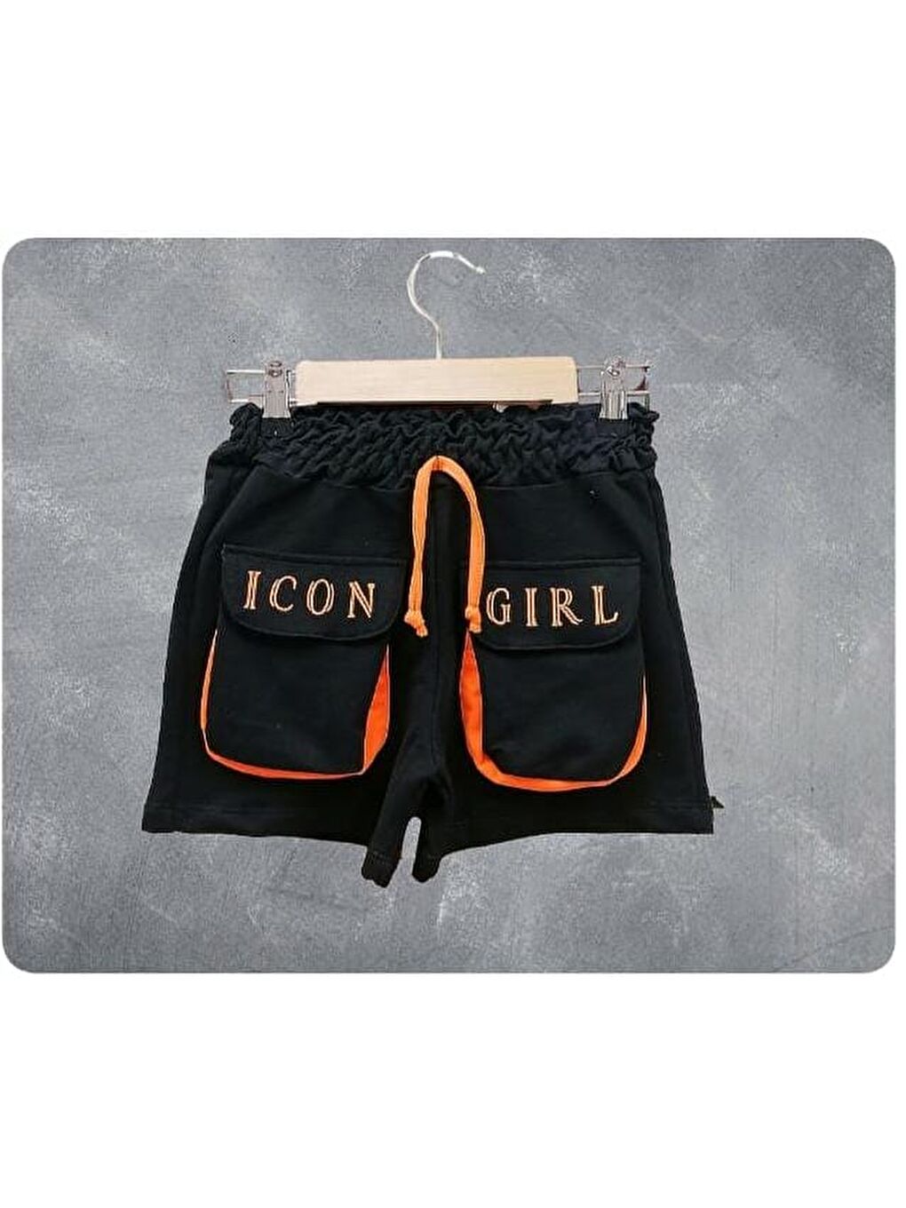 Siyah Kız Çocuk Baskılı Şort