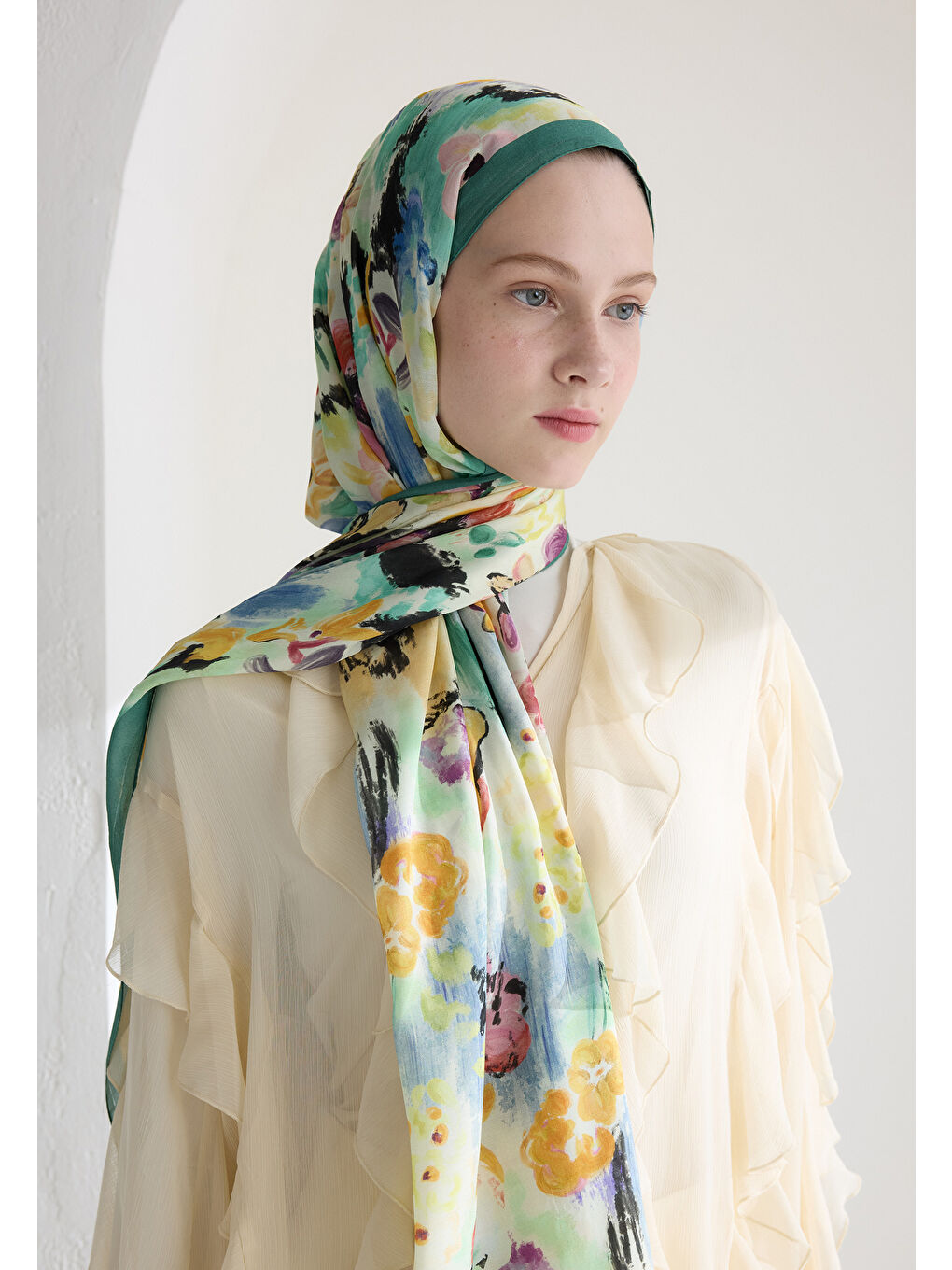 Yeşil VINNIE FLOŞ VİSKON ŞAL SOFT YEŞİL-3