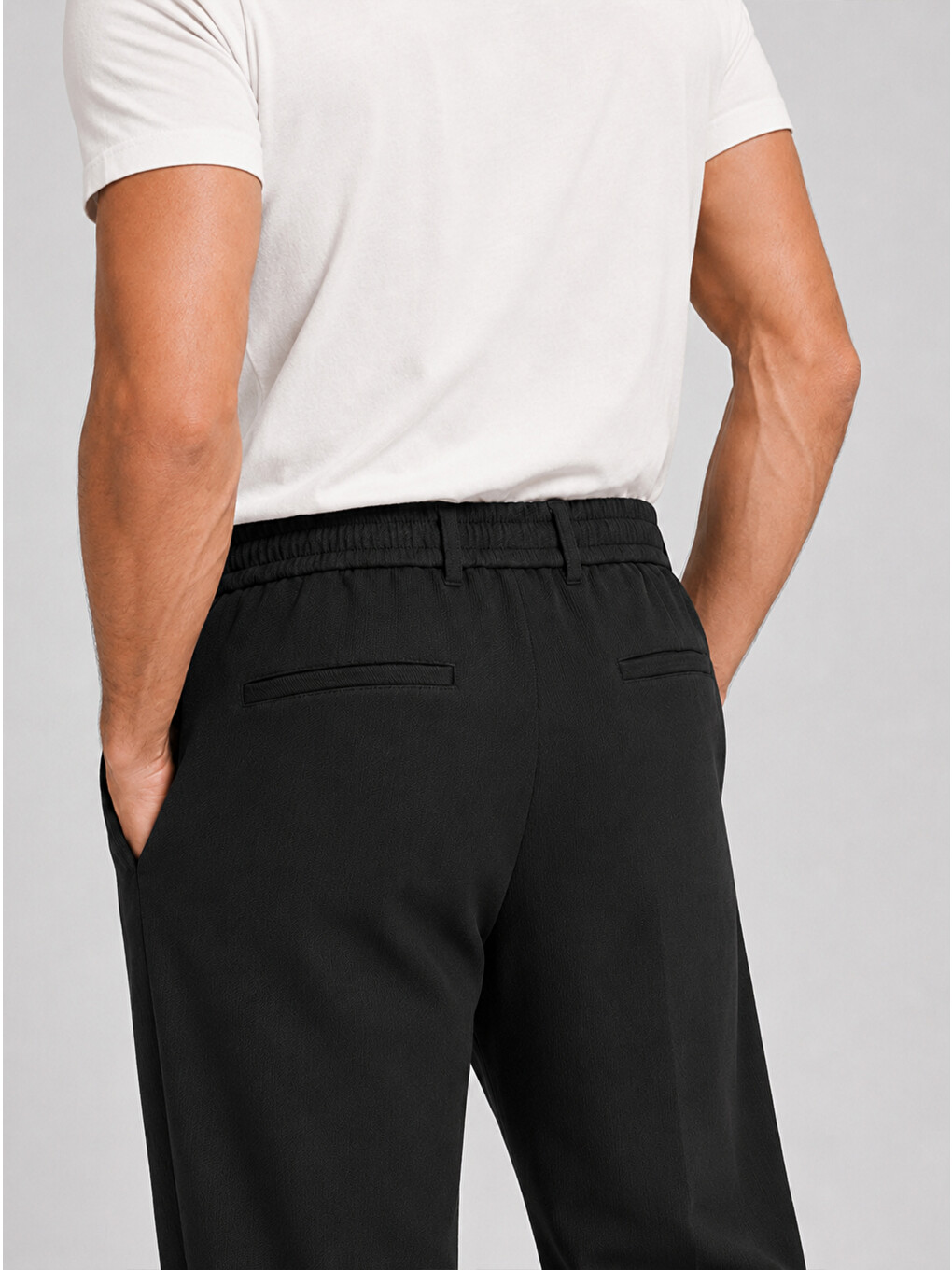Erkek Siyah Relax Fit Bağcıklı Baggy Pantolon-4