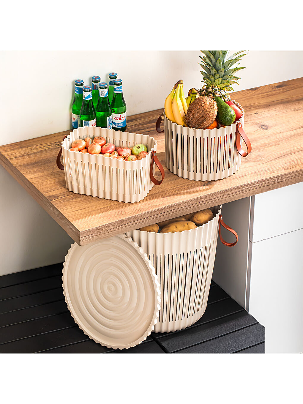 Bej 4315 Kapicino 3'lü Sepet Seti-1