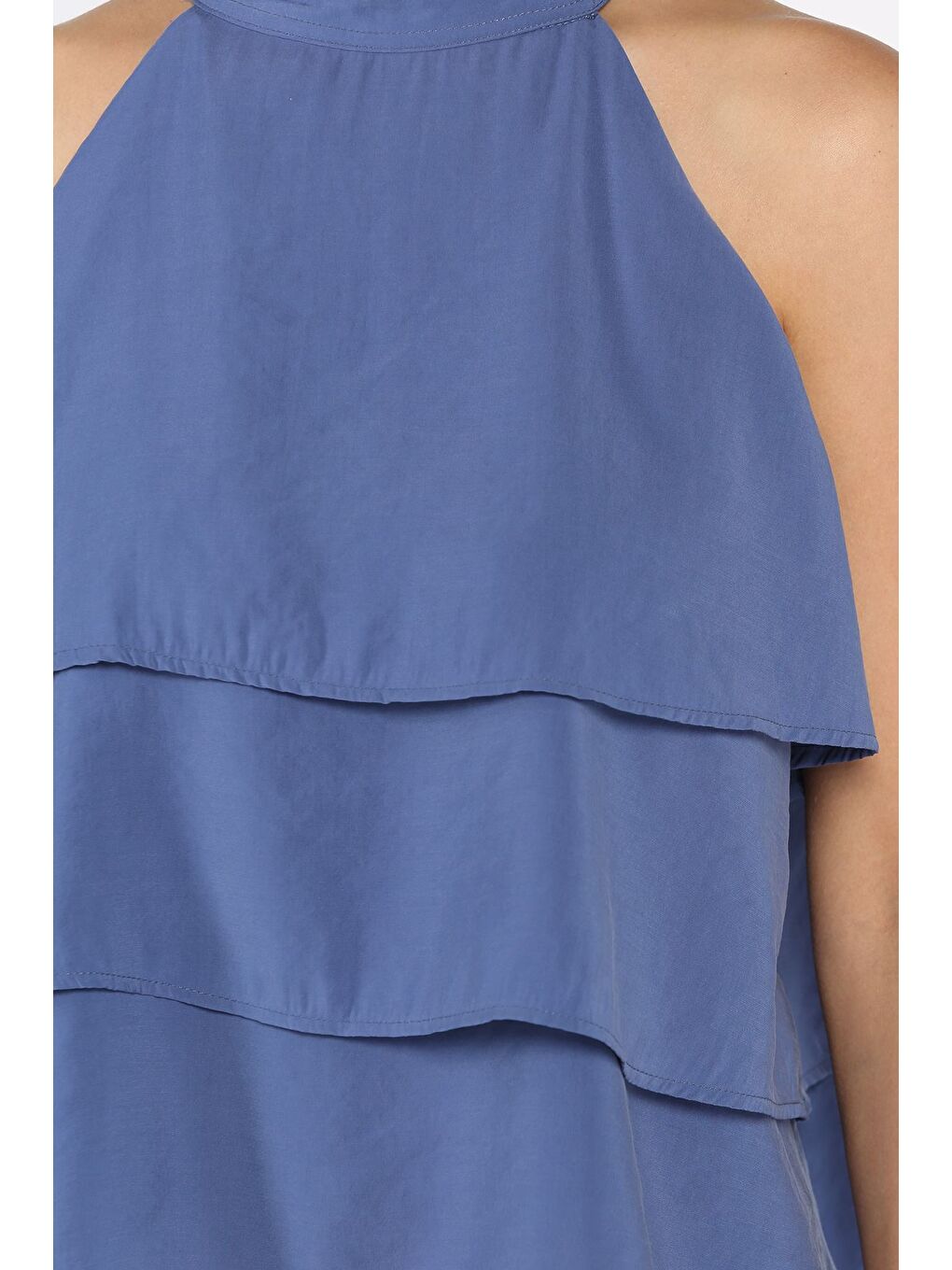 İndigo Sıfır Kol Kat Kat Kadın Bluz-3