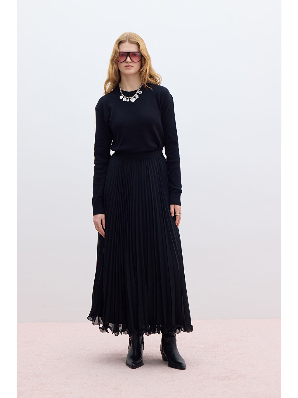 Pliseli Etek Siyah-2