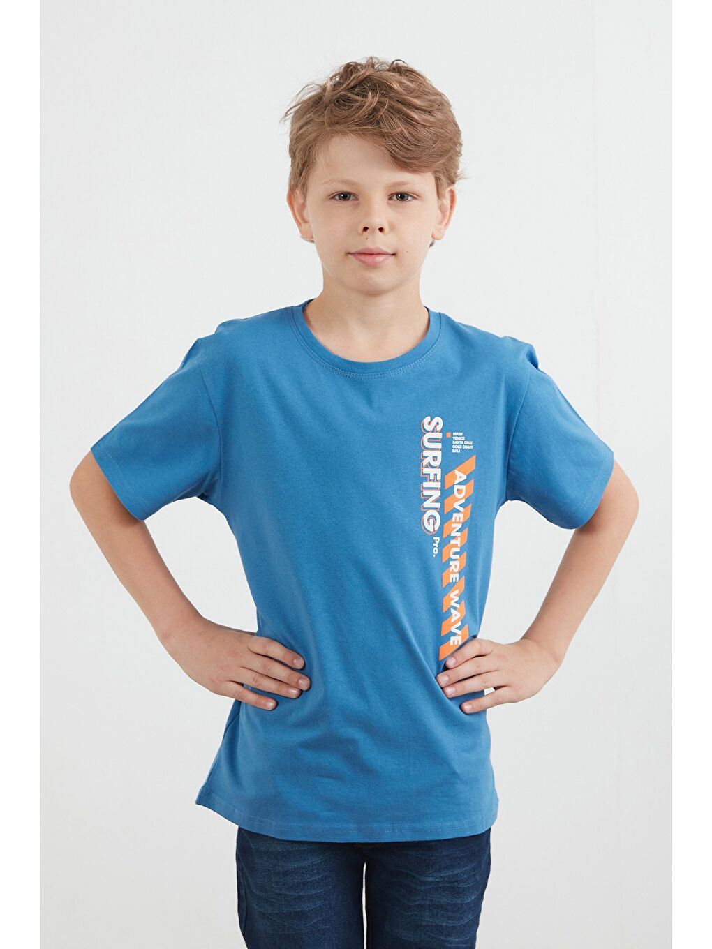 İndigo %100 Pamuk Adventure Yazı Baskılı Erkek Çocuk Tişört-1