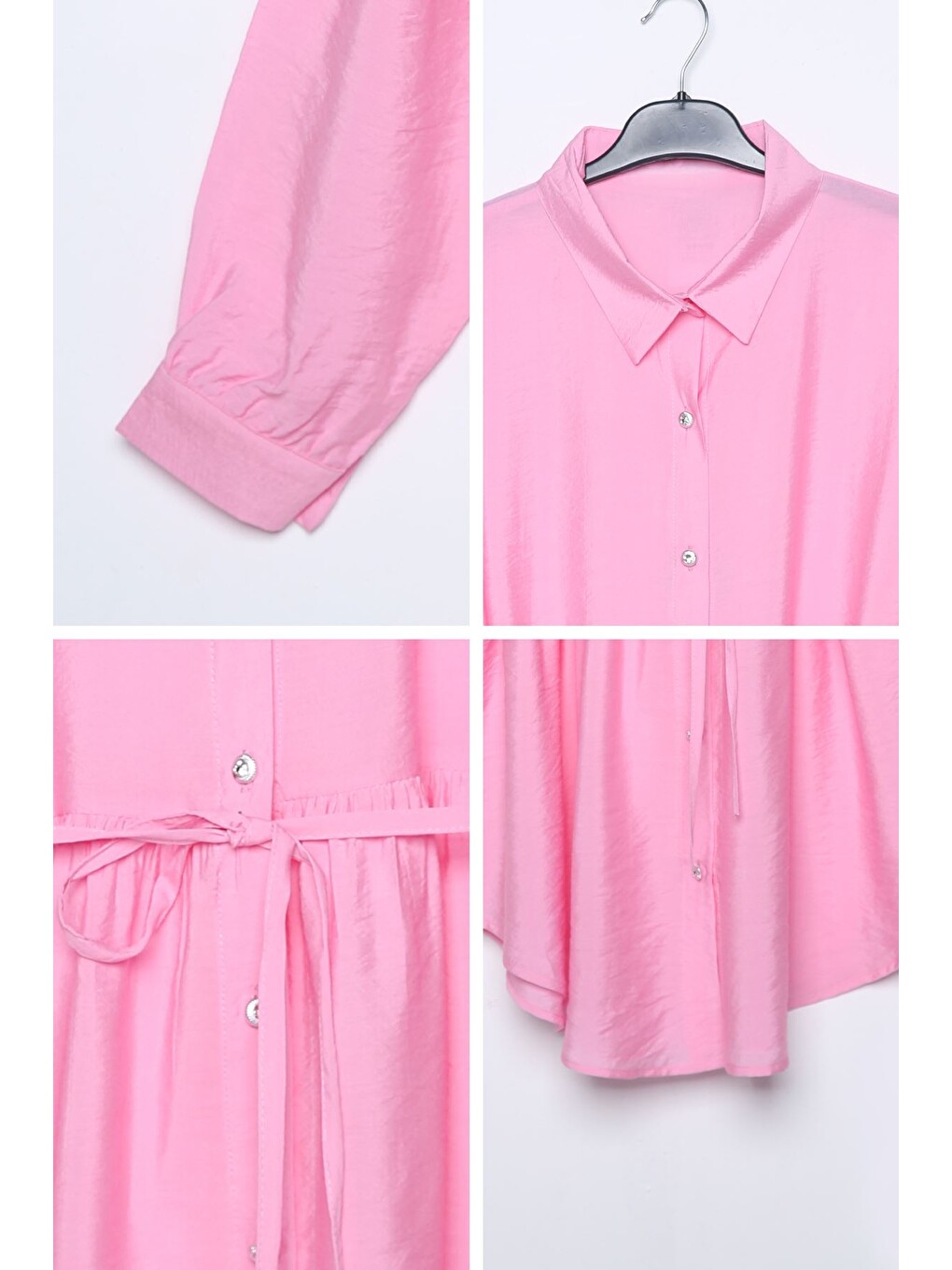 Pembe Gülseli Tesettür Gömlek-2