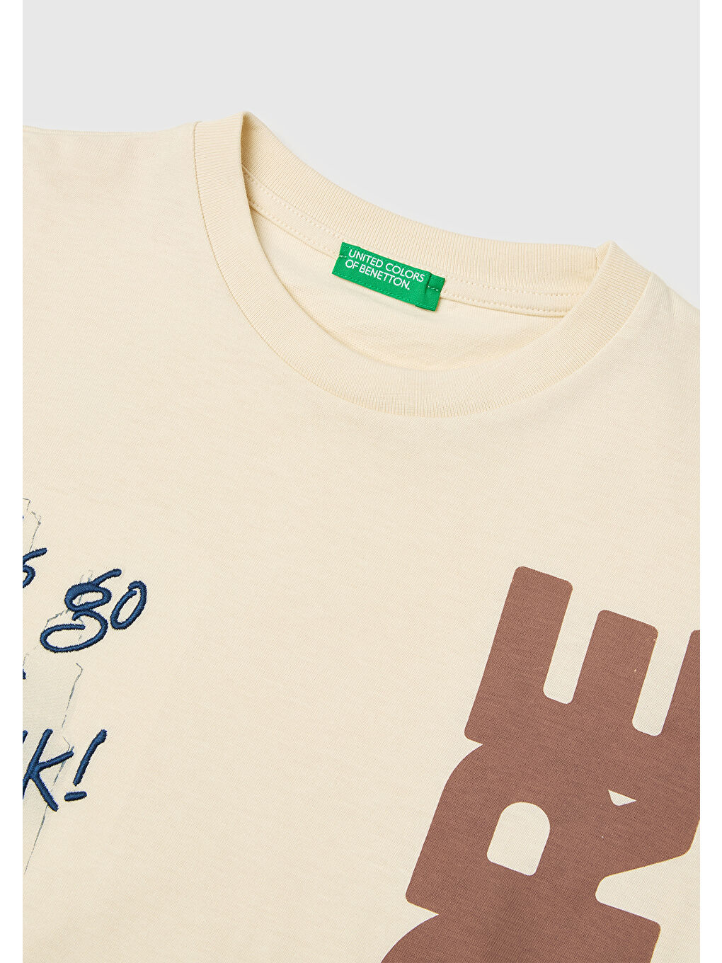 Ekru Erkek Çocuk Krem Çift Kollu Baskılı Bisiklet Yaka T-Shirt-2