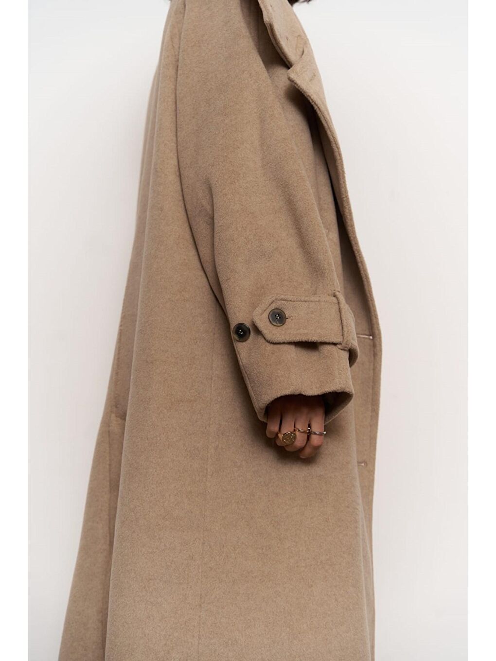 Bej Onyx Taupe Kaşe Kaban-4