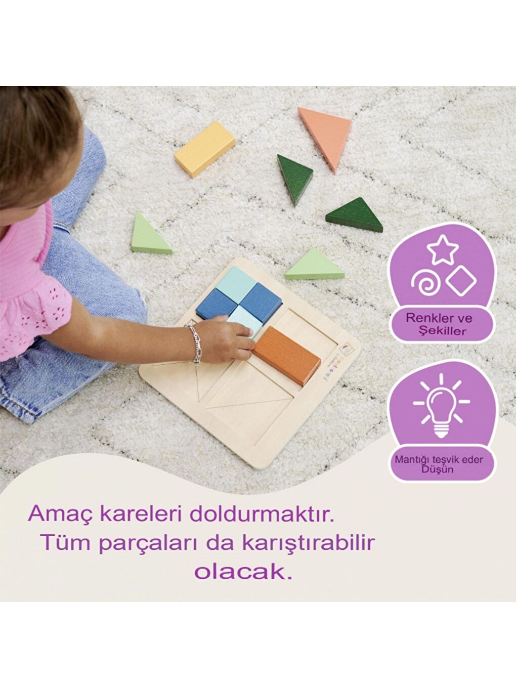 Montessori Ahşap Şekil Bulmaca Puzzle-6