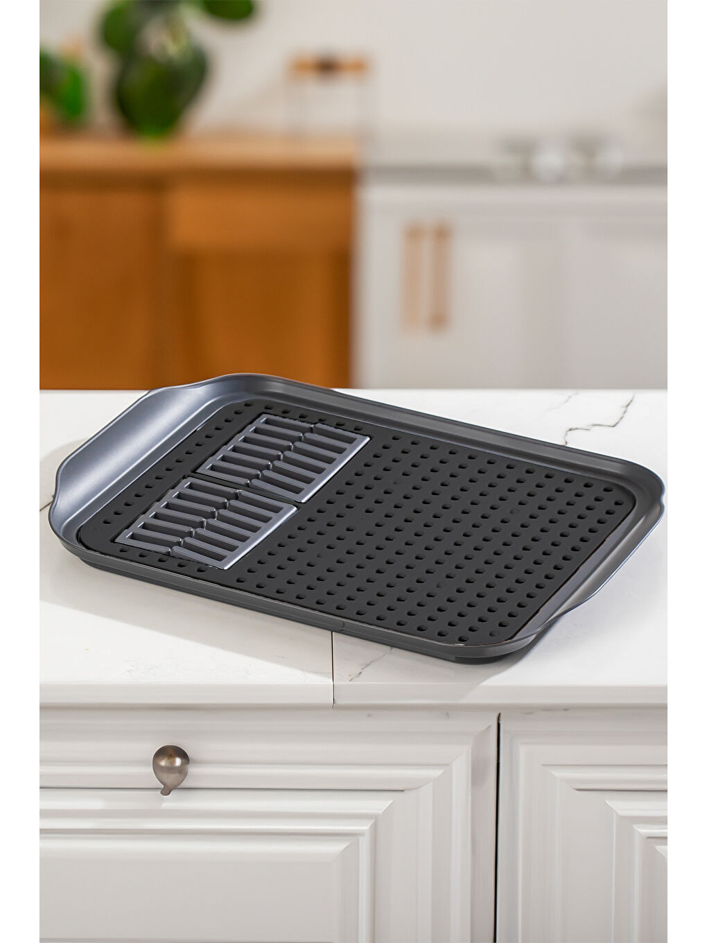 Antrasit 1213 Çok Amaçlı Bulaşık Tepsisi Bulaşıklık Tezgah Üstü Kurutmalık Durulama Matı Bulaşık Sepeti-1