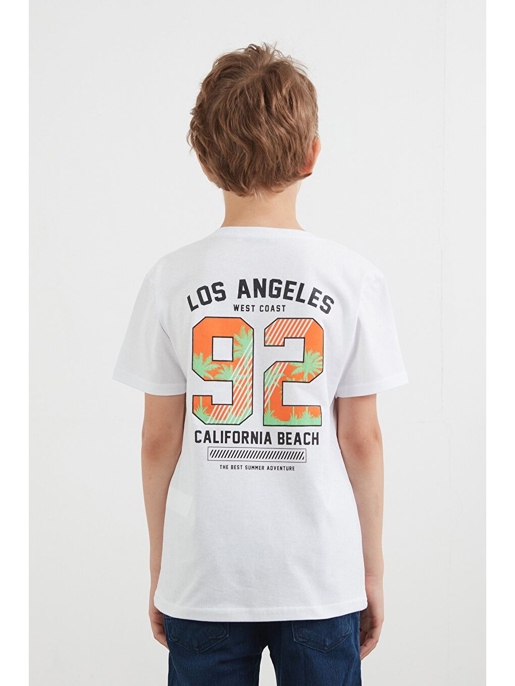 Beyaz Önü Ve Arkası 92 Baskılı Erkek Çocuk Tişört-3