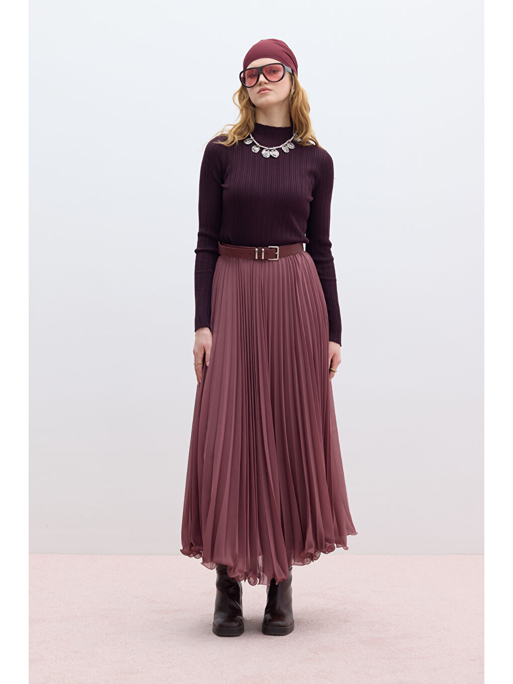 Pembe Pliseli Etek Gül Kurusu-2