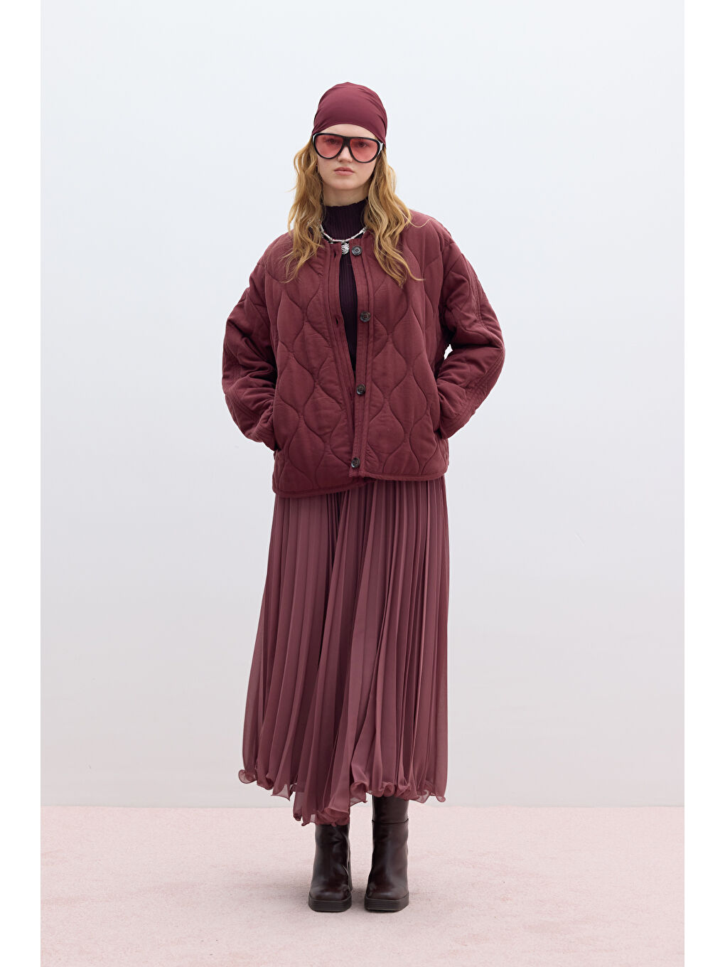 Pembe Pliseli Etek Gül Kurusu-4