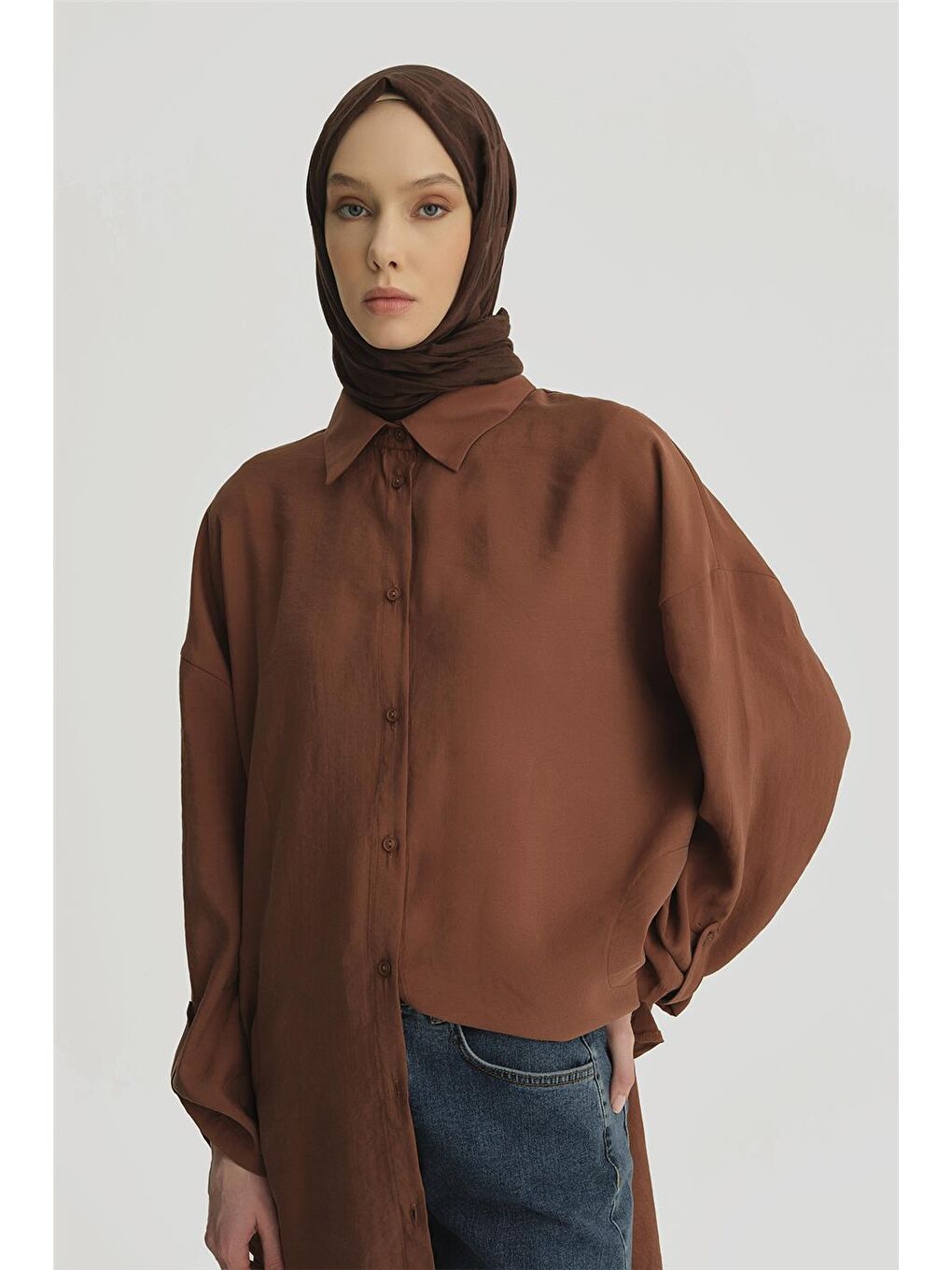 ARMİNE Kahverengi Modal Basic Tunik 25Yd4232 Kakao