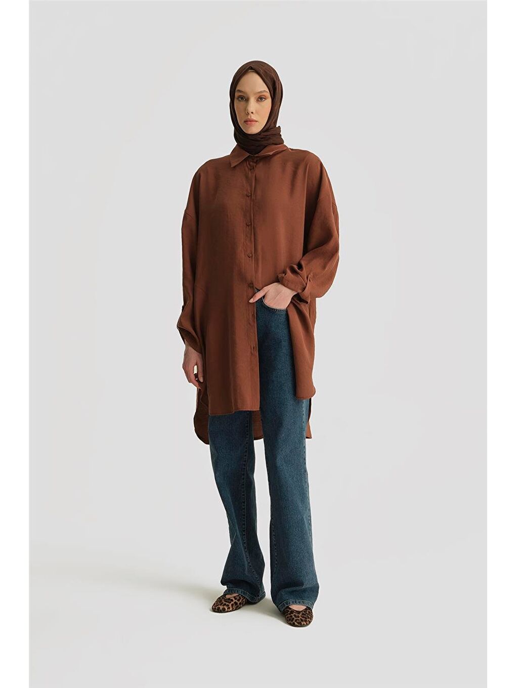 ARMİNE Kahverengi Modal Basic Tunik 25Yd4232 Kakao - 1