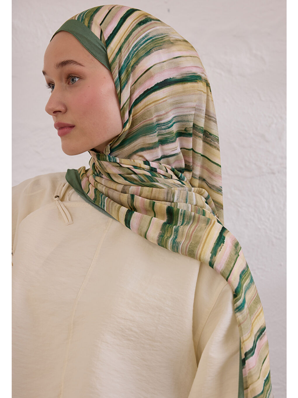 Yeşil DEIA DESEN RAMİ ŞAL YAPRAK-2