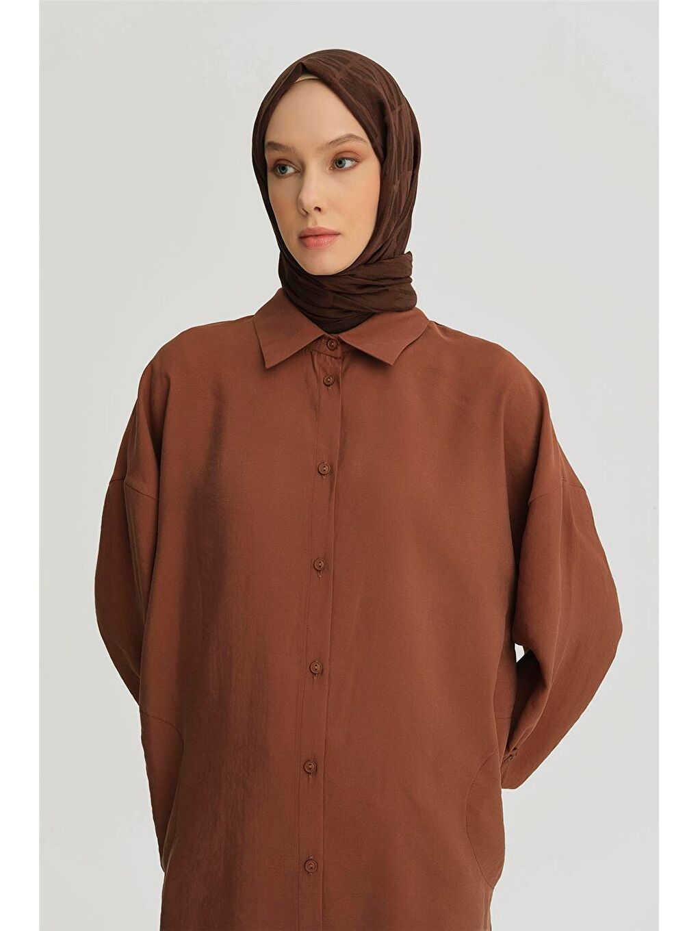 ARMİNE Kahverengi Modal Basic Tunik 25Yd4232 Kakao - 2