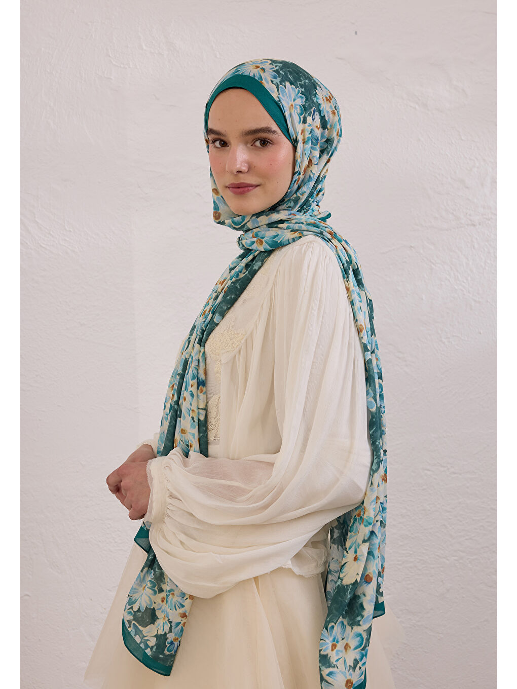 Mavi CHERRY BLOSSOM DESEN RAMİ ŞAL OKYANUS-1