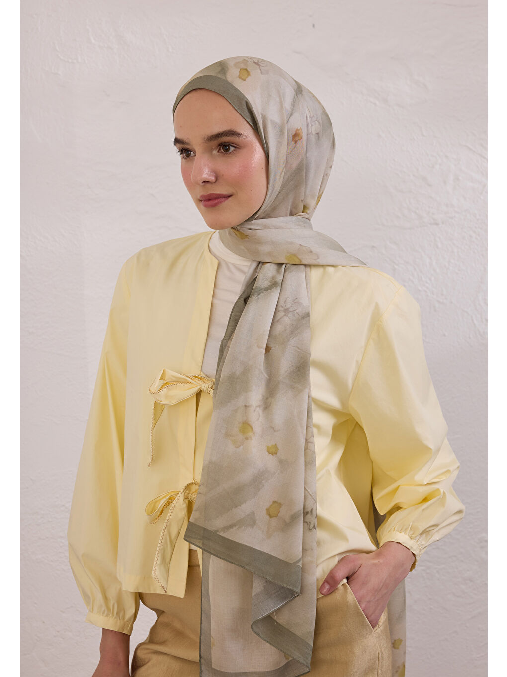 Yeşil SOFT DAISY DESEN RAMİ ŞAL SOFT YEŞİL-1