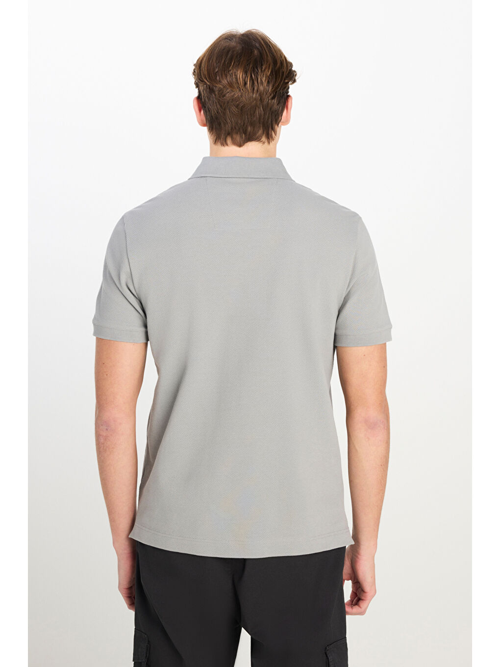 Regular Fit Normal Kesim Pamuklu Gri Polo Yaka Tişört-4