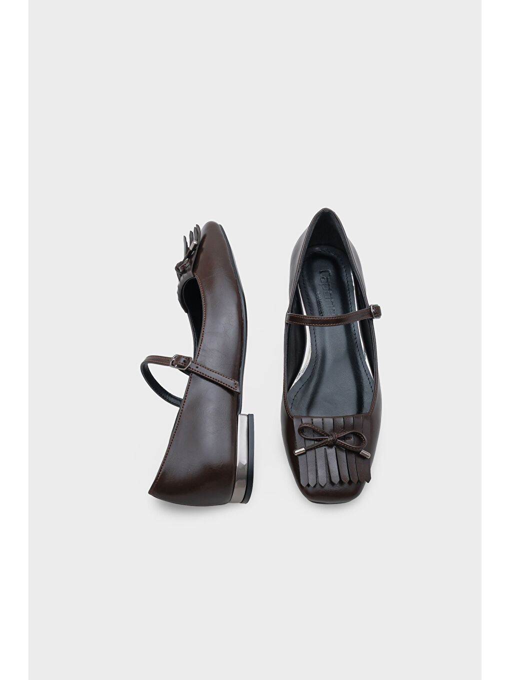 Kahverengi Kelsy Küt Burunlu Püsküllü Kısa Topuklu Kadın Babet-4