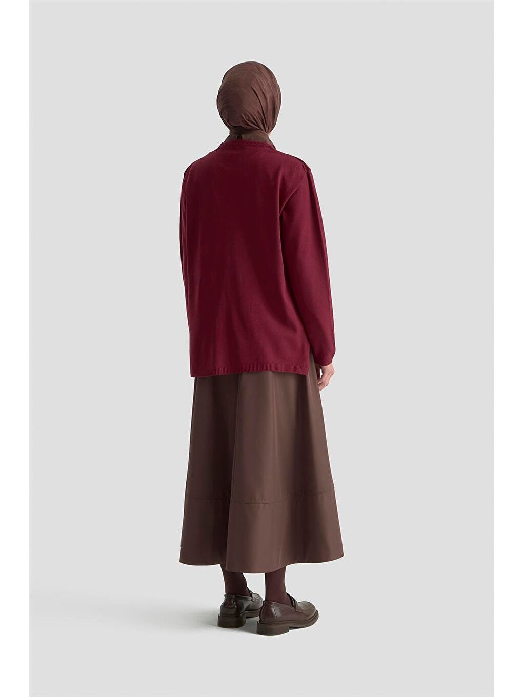 Başak Desenli Kazak 25Kd7006 Bordo-4